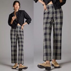 Anthropologie Maeve Tapered Pull-On Pants in Plaid